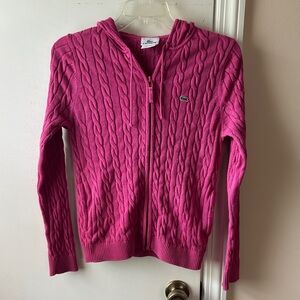 Lacoste Pink Cable Knit zip up